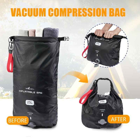 Darrahopens Tools > Air Compressor > Air Compressors Accessories Black inflatable dry bag set, 25L dry bag, waterproof travel bag, inflatable waterproof bag, outdoor dry bag, camping gear, beach essentials, Australia travel accessories, water sports bag, dry bag 25 litre, cushioning dry bag, hiking bag