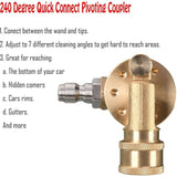 Darrahopens Tools > Air Compressor > Air Compressors Accessories DAily Swivel Coupler Tool For Pressure Washer Tips Gutter Cleaner Attachment 1/4 Inch Quick Disconnect 240 Degree 4500