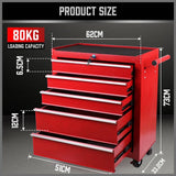 Darrahopens Tools Blue 5 Drawer Tool Box Trolley Cabinet Storage Cart Garage Toolbox Organiser Set