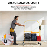 Darrahopens Tools > Industrial Tools > Ladders & Scaffolding BAUMR-AG Mobile Scaffold Platform, 226kg Load, Steel Frame, Dual Height, Folding for easy Transport and Storage, Locking Castors, Tool Tray