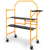 Darrahopens Tools > Industrial Tools > Ladders & Scaffolding BAUMR-AG Mobile Scaffold Platform, 226kg Load, Steel Frame, Dual Height, Folding for easy Transport and Storage, Locking Castors, Tool Tray