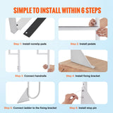 Darrahopens Tools > Industrial Tools > Ladders & Scaffolding VEVOR Dock Ladder, Flip-Up 3 Steps, 159 kg Load Capacity, Aluminum Alloy Pontoon Boat Ladder with 50.8 mm Wide Step & Nonslip Rubber Mat, Easy to Install for Ship/Lake/Pool/Marine Boarding