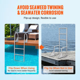 Darrahopens Tools > Industrial Tools > Ladders & Scaffolding VEVOR Dock Ladder, Flip-Up 3 Steps, 159 kg Load Capacity, Aluminum Alloy Pontoon Boat Ladder with 50.8 mm Wide Step & Nonslip Rubber Mat, Easy to Install for Ship/Lake/Pool/Marine Boarding