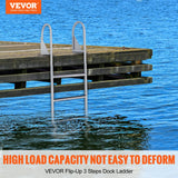 Darrahopens Tools > Industrial Tools > Ladders & Scaffolding VEVOR Dock Ladder, Flip-Up 3 Steps, 159 kg Load Capacity, Aluminum Alloy Pontoon Boat Ladder with 50.8 mm Wide Step & Nonslip Rubber Mat, Easy to Install for Ship/Lake/Pool/Marine Boarding