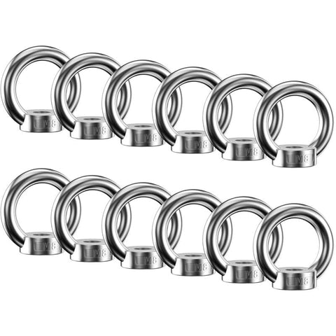 Darrahopens Tools > Industrial Tools > Lifts & Hoists 12 pcs Ring Nut, 304 Stainless Steel Ring Nuts, M8 Eye Nut, Eye Nuts, Lifting Rings, Eye Bolt For Lifting Accessories