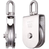 Darrahopens Tools > Industrial Tools > Lifts & Hoists Heavy Duty 304 Stainless Steel Single Wheel Swivel Lifting Rope Block, M100 Model 1000kg Load Capacity