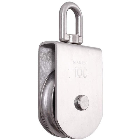 Darrahopens Tools > Industrial Tools > Lifts & Hoists Heavy Duty 304 Stainless Steel Single Wheel Swivel Lifting Rope Block, M100 Model 1000kg Load Capacity