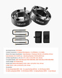 Darrahopens Tools > Industrial Tools > Lifts & Hoists VEVOR 76.2 mm Front and 50.8 mm Rear Leveling Lift Kit for 2007-2023 Silverado 1500 2WD/4WD, 2007-2023 Sierra 1500 2WD/4WD, Chassis Level Kit with 2 Front Strut Spacers, 2 Rear Lift Blocks, 2 U-Bolts