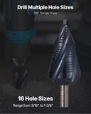 Darrahopens Tools > Industrial Tools > Lifts & Hoists VEVOR Step Drill Bit, 4.76 to 34.93 mm, 9.53 mm Triangular Shank, TiAlN Coating Cobalt High Speed Steel, Four Spiral Flute Step Bit for Metal, Stainless Steel, Aluminum, Wood, Plastic, Fiberglass