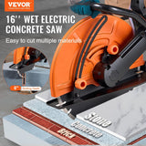 Darrahopens Tools > Industrial Tools > Masonry Tools VEVOR Electric Concrete Saw, 16 in, 2800 W 15 A Motor Circular Saw Cutter with Max. 6 in Adjustable Cutting Depth, Wet Disk Saw Cutter Includes Water Line, Pump and Blade, for Stone, Brick