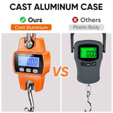 Darrahopens Tools > Industrial Tools > Measuring Tools & Sensors 660lb Digital Hanging Scale, Handheld 300Kg Mini Crane Scale with Hooks for Farm Hunting Fishing Outdoor (Orange)