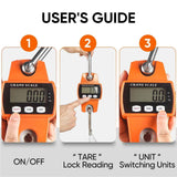 Darrahopens Tools > Industrial Tools > Measuring Tools & Sensors 660lb Digital Hanging Scale, Handheld 300Kg Mini Crane Scale with Hooks for Farm Hunting Fishing Outdoor (Orange)