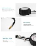 Darrahopens Tools > Industrial Tools > Measuring Tools & Sensors Black High Precision Mechanical Tyre Pressure Gauge - Durable Stainless Steel & Rubber Construction, Long Flexible Hose, Pressure Release & Zeroing Valve, 0-100 PSI Dial for Car, SUV, Motorcycle, Van