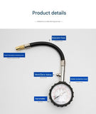 Darrahopens Tools > Industrial Tools > Measuring Tools & Sensors Black High Precision Mechanical Tyre Pressure Gauge - Durable Stainless Steel & Rubber Construction, Long Flexible Hose, Pressure Release & Zeroing Valve, 0-100 PSI Dial for Car, SUV, Motorcycle, Van