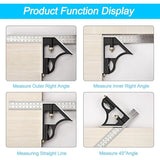 Darrahopens Tools > Industrial Tools > Measuring Tools & Sensors Metal Combination Square Multi-Function Carpentry Ruler Combination Angle Ruler With Zero Level Protractor Straight