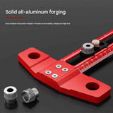 Red Multifunctional T-Square Ruler 0-300mm -  Aluminium Alloy with Laser Engraved Scale - Interchangeable Drill Bushings, 90 Degree Marking & Drilling Guide for Woodworking, DIY and Carpentry