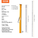 Darrahopens Tools > Industrial Tools > Measuring Tools & Sensors VEVOR Aluminum Grade Rod, 9-Feet/8ths 3 Sections Telescopic Measuring Rod, Double-Sided Scale 1/8in Leveling Rod Stick,Aluminum Alloy Survey Rod with Bubble Level &Carrying Bag for Houses,Walls,Floors