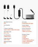 Darrahopens Tools > Industrial Tools > Measuring Tools & Sensors VEVOR Endoscope Camera with Light, 1920P HD Borescope for Android & IOS, 8 LED Lights Inspection Camera with 3m Semi-Rigid Cable, 2X Zoom, IP67 Waterproof Snake Scope Cameras for Auto, Plumbing