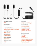 Darrahopens Tools > Industrial Tools > Measuring Tools & Sensors VEVOR Endoscope Camera with Light, 1920P HD Borescope for Android & IOS, 8 LED Lights Inspection Camera with 5m Semi-Rigid Cable, 2X Zoom, IP67 Waterproof Snake Scope Camera for Auto, Plumbing