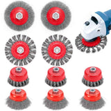 10PCS Wire Wheel for 4 1/2" Angle Grinder Set, Wheel Brushes with 5/8" Thread Arbor for Rust, , Paint Removal
