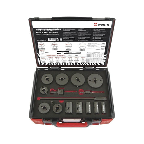 Darrahopens Tools > Industrial Tools > Saws 16pcs Wurth Cylinder Hole Saw Assortment Kit HSCO8 SYSKO 19–76 MM