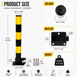 Darrahopens Tools > Industrial Tools > Traffic Control & Parking Tools Heavy Duty Fold Down Parking Bollard Lockable Safety Post Yellow Black 61cm