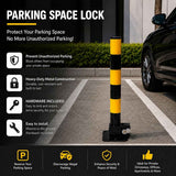 Darrahopens Tools > Industrial Tools > Traffic Control & Parking Tools Heavy Duty Fold Down Parking Bollard Lockable Safety Post Yellow Black 61cm