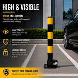 Darrahopens Tools > Industrial Tools > Traffic Control & Parking Tools Heavy Duty Fold Down Parking Bollard Lockable Safety Post Yellow Black 61cm