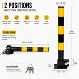 Darrahopens Tools > Industrial Tools > Traffic Control & Parking Tools Heavy Duty Fold Down Parking Bollard Lockable Safety Post Yellow Black 61cm