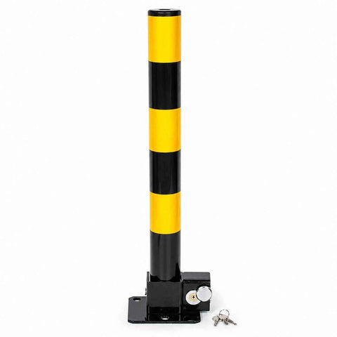 Darrahopens Tools > Industrial Tools > Traffic Control & Parking Tools Heavy Duty Fold Down Parking Bollard Lockable Safety Post Yellow Black 61cm