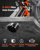 Darrahopens Tools > Industrial Tools > Traffic Control & Parking Tools VEVOR Diamond Core Drilling Machine, 200 mm Drilling Diameter, 2-in-1 Handheld & Stand-Mount Dry and Wet Concrete Core Drill Rig with 4 Bits, 1000/2250 RPM 2-Speed, for Concrete Brick Stone, 1500W