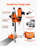 Darrahopens Tools > Industrial Tools > Traffic Control & Parking Tools VEVOR Diamond Core Drilling Machine, 200 mm Drilling Diameter, 2-in-1 Handheld & Stand-Mount Dry and Wet Concrete Core Drill Rig with 4 Bits, 1000/2250 RPM 2-Speed, for Concrete Brick Stone, 1500W