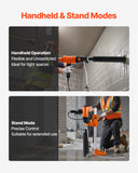 Darrahopens Tools > Industrial Tools > Traffic Control & Parking Tools VEVOR Diamond Core Drilling Machine, 200 mm Drilling Diameter, 2-in-1 Handheld & Stand-Mount Dry and Wet Concrete Core Drill Rig with 4 Bits, 1000/2250 RPM 2-Speed, for Concrete Brick Stone, 1500W
