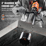 Darrahopens Tools > Industrial Tools > Traffic Control & Parking Tools VEVOR Diamond Core Drilling Machine, 4in Handheld Wet Concrete Core Drill Rig, 1100-2400RPM Two Speed & 1-1/4" Thread & 2 Bubble Levels, 3-4in Drilling Diameter for Concrete Brick Block Stone, 1500W