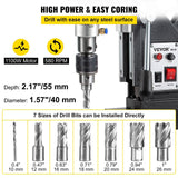 Darrahopens Tools > Industrial Tools > Traffic Control & Parking Tools VEVOR Magnetic Drill, 1100W 1.57" Boring Diameter, 2697lbf/12000N Portable Electric Mag Drill Press with 7 Bits, 580 RPM Max Speed Drilling Machine for any Surface and Home Improvement