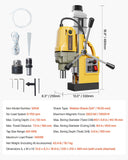 Darrahopens Tools > Industrial Tools > Traffic Control & Parking Tools VEVOR Magnetic Drill, 1400W Motor 2 in Boring Diameter, 2922 lbf Portable Electric Mag Drill Press, 0-750 RPM Variable Speed, Drilling Machine for Metal Surface, Industrial and Home Improvement