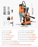 Darrahopens Tools > Industrial Tools > Traffic Control & Parking Tools VEVOR Magnetic Drill, 1450W Motor 1.6 in Boring Diameter, 2810 lbf Portable Electric Mag Drill Press, with 2 Coring Bits, Variable Speed, Drilling Machine for Metal Surface, Home Improvement Industry