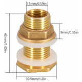 Darrahopens Tools > Industrial Tools > Water Filtration Accessories 1/2 Brass Water Tank Water Pipe Connector 2 pcs 4.2Cm Brass Water Tank Socket 1/2 Inch Brass Water Connector For Rain