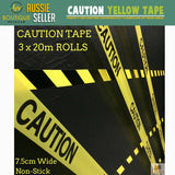 Darrahopens Tools > Industrial Tools > Work Safety Protective Equipment 3x CAUTION TAPE Yellow Safety Warning Barricade Industrial Strip Non-Stick 20m