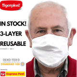 Darrahopens Tools > Industrial Tools > Work Safety Protective Equipment 3x Tigerplast Fabric Face Mask Washable Reusable Mask Protect Cover - White