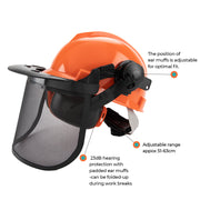 Darrahopens Tools > Industrial Tools > Work Safety Protective Equipment Chainsaw Brushcutter Hard Hat Safety Helmet Face Shield With Visor & Ear Muffs For Landscaping Gardening Lawn Mowing Edge Trimming CE Approved