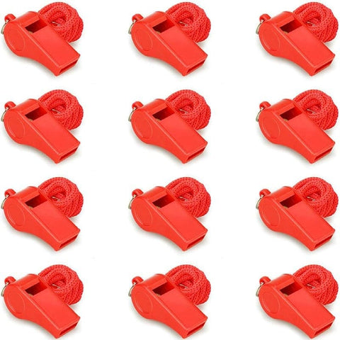Darrahopens Tools > Industrial Tools > Work Safety Protective Equipment Emergency Whistles with Lanyard - Set of 12 - Loud & Clear Sound - Safety Whistles for Sports & Self-Defense - Red