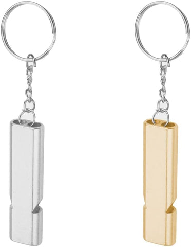 Darrahopens Tools > Industrial Tools > Work Safety Protective Equipment Metal Emergency Whistle - Set of 2 - With Keychain - Loud Signal for Sports, Outdoors & Safety - Silver and Gold