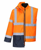 Darrahopens Tools > Industrial Tools > Work Safety Protective Equipment Portwest Hi-Vis Safety Workwear Waterproof Rain Jacket Coat 5-in-1 Two Tone - Orange/Navy In Australia - Darrahopens
