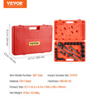 Darrahopens Tools > Industrial Tools > Work Safety Protective Equipment VEVOR 3/4 in Drive Impact Socket Set, 21 Pieces SAE 3/4 in to 2 in, 6 Point Cr-V Alloy Steel for Auto Repair, Easy-to-Read Size Markings, Includes Extension Bars, Ratchet Handle and Storage Case