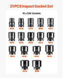 Darrahopens Tools > Industrial Tools > Work Safety Protective Equipment VEVOR 3/4 in Drive Impact Socket Set, 21 Pieces SAE 3/4 in to 2 in, 6 Point Cr-V Alloy Steel for Auto Repair, Easy-to-Read Size Markings, Includes Extension Bars, Ratchet Handle and Storage Case