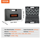 Darrahopens Tools > Industrial Tools > Work Safety Protective Equipment VEVOR 3/8" Drive Impact Socket Set, 48 Piece Socket Set SAE （5/16" -3/4"） & Metric （8-22mm）6 Point Cr-V Drive Extension Bar Universal Joint & Power Drill Adapter Includes Storage Case