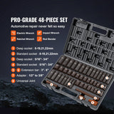Darrahopens Tools > Industrial Tools > Work Safety Protective Equipment VEVOR 3/8" Drive Impact Socket Set, 48 Piece Socket Set SAE （5/16" -3/4"） & Metric （8-22mm）6 Point Cr-V Drive Extension Bar Universal Joint & Power Drill Adapter Includes Storage Case