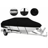 Darrahopens Tools > Industrial Tools > Work Safety Protective Equipment Waterproof Boat Cover 11-13ft Trailerable V-Hull Runabout UV Resistant Marine Grade Storage Tarpaulin with Straps (Black, 420cm x 270cm)