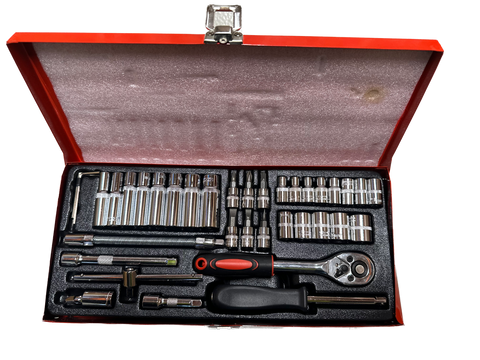 Darrahopens Tools > Other Tools 37 Piece Ratchet Socket Wrench Set Screwdriver Bits Extension Hex Chrome Vanadium